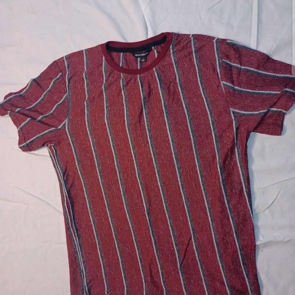 Distortion Mens Short Sleeve Shirt Large Burgundy/Gray/White